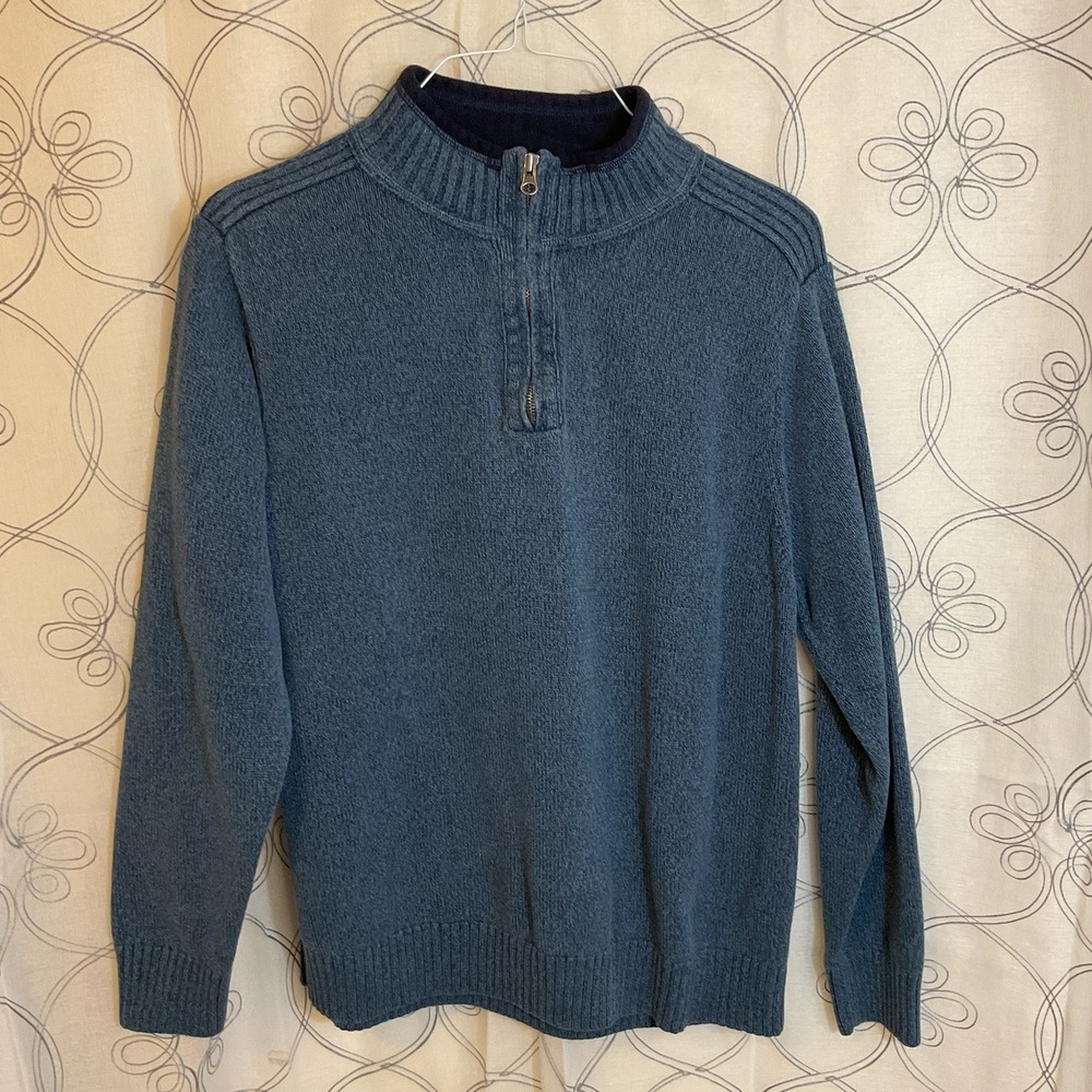 Men's Dockers Blue Long Sleeve Quarter Zip Sweater Size XL